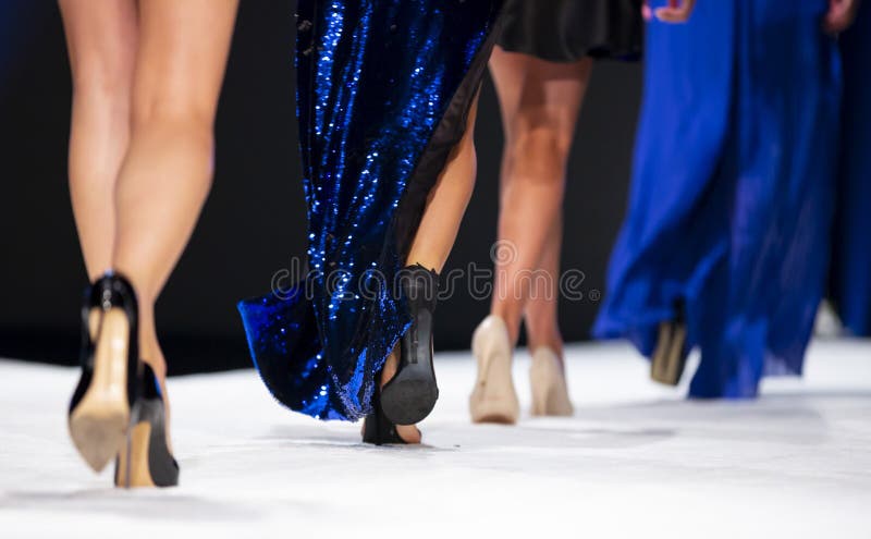 Fashion Women Models Runway Show Stock Image - Image of designer ...