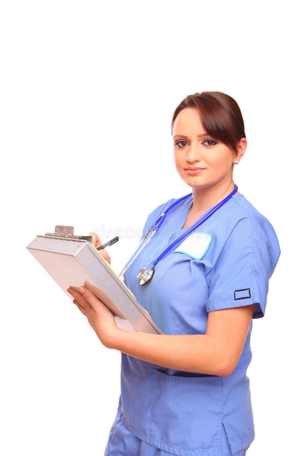 Female Nurse Holding A Clipboard Stock Photo Image Of Caucasian