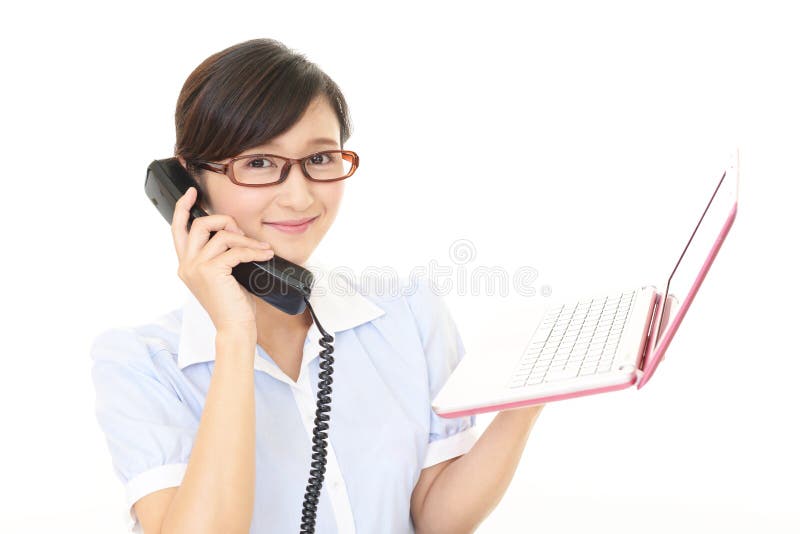 The Female Office Worker Who Poses Happy Stock Image Image Of Asian