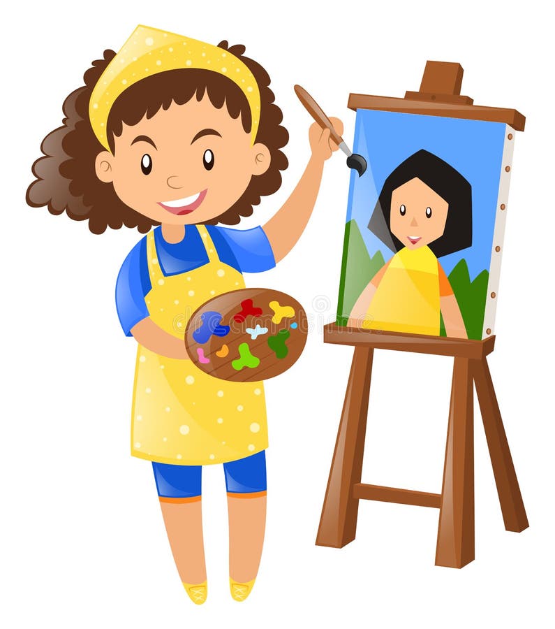 Painter Painting On A Canvas Stock Vector - Illustration of artistic ...