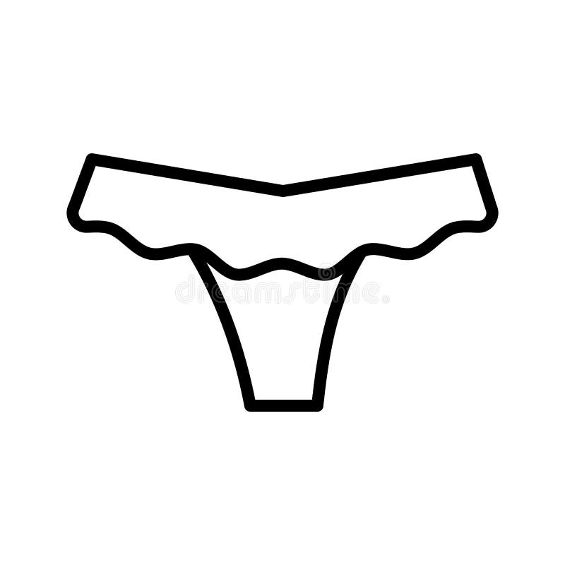 Female Panties Vector Linear Icon in Flat Style Isolated on White
