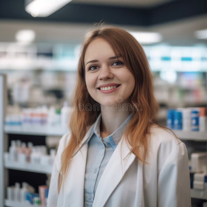 Female Pharmacist in a Drug Store Made with Generative AI Tools Stock