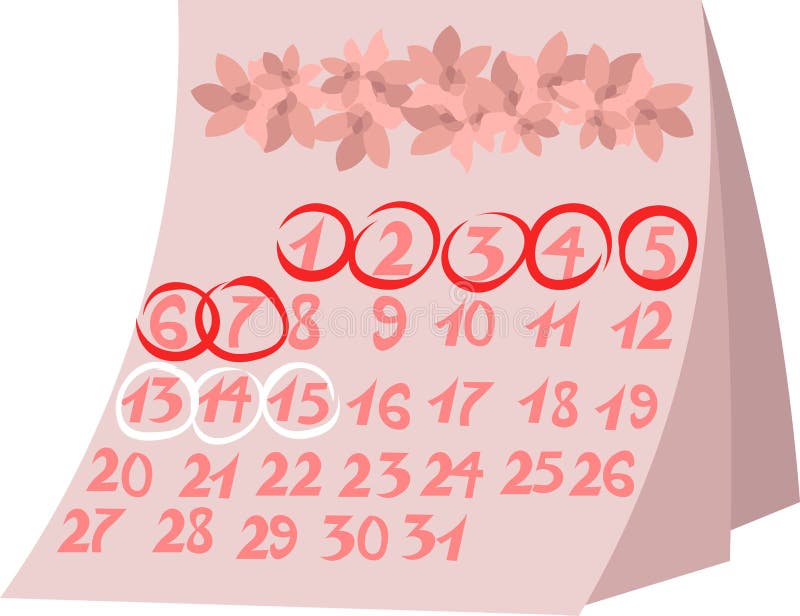 Female Pink Calendar With Flowers Monthly Cycle Ovulation And