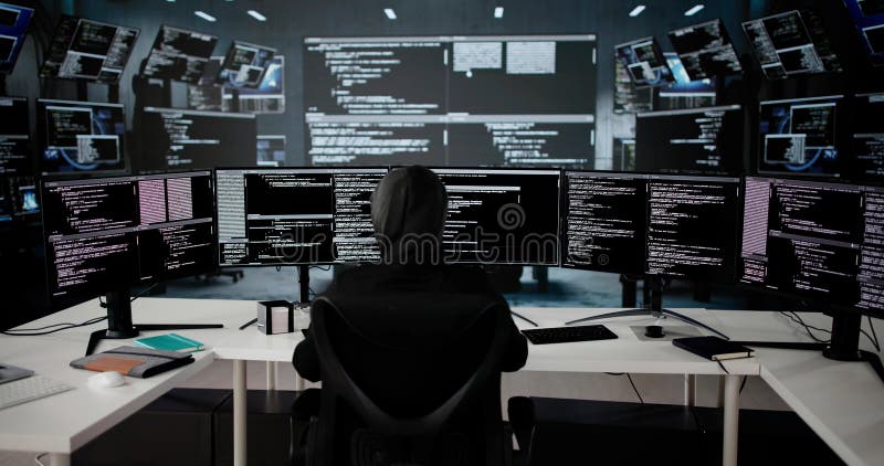 Female Programmer Caught Stealing Secure Data royalty free stock photo