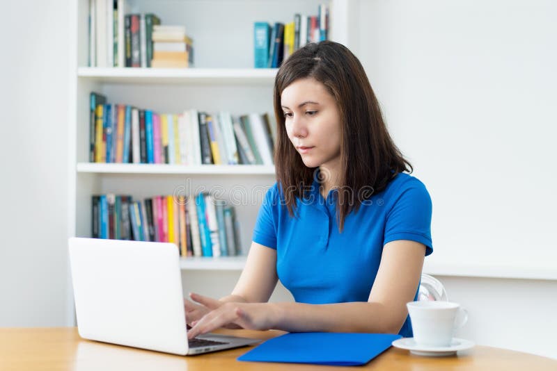 Female programmer working with concentration at computer royalty free stock image