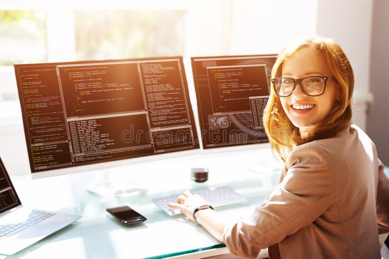 Female Programmer Working royalty free stock image