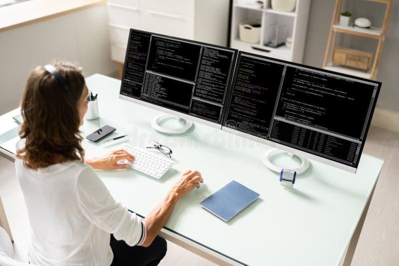 Female Programmer Working royalty free stock photography