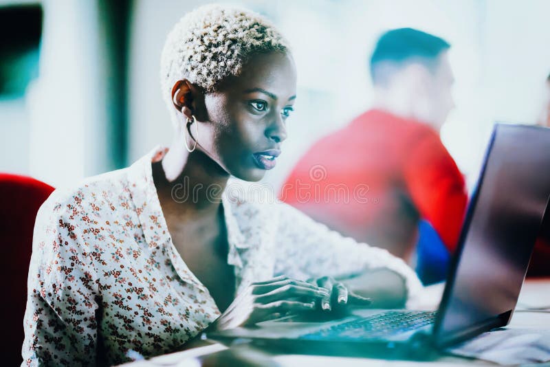 Female programmer working on IT project royalty free stock images