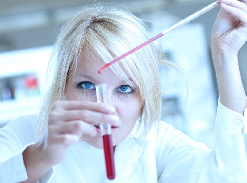 Female researcher working in a lab