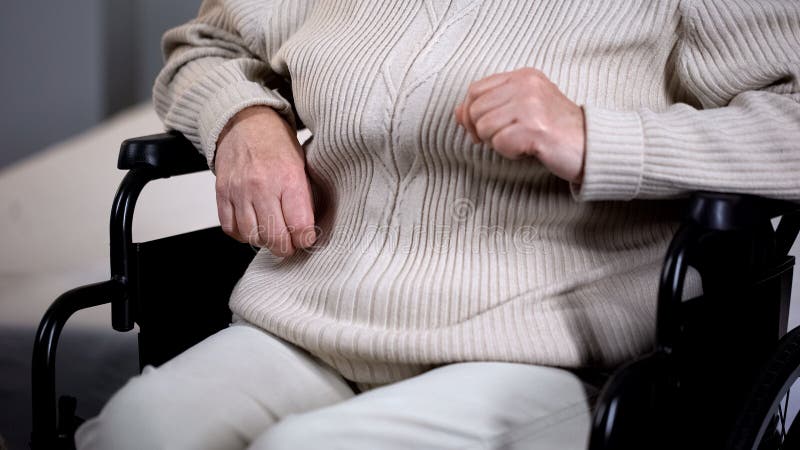 Female retired lady sitting wheelchair closeup, old age disability, nursing home stock images Female retired lady sitting wheelchair closeup, old age disability, nursing home stock images