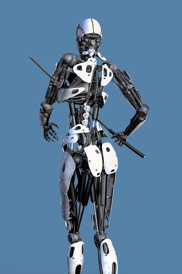 Female Robot With Sword Rear View royalty free illustration Female Robot With Sword Rear View royalty free illustration