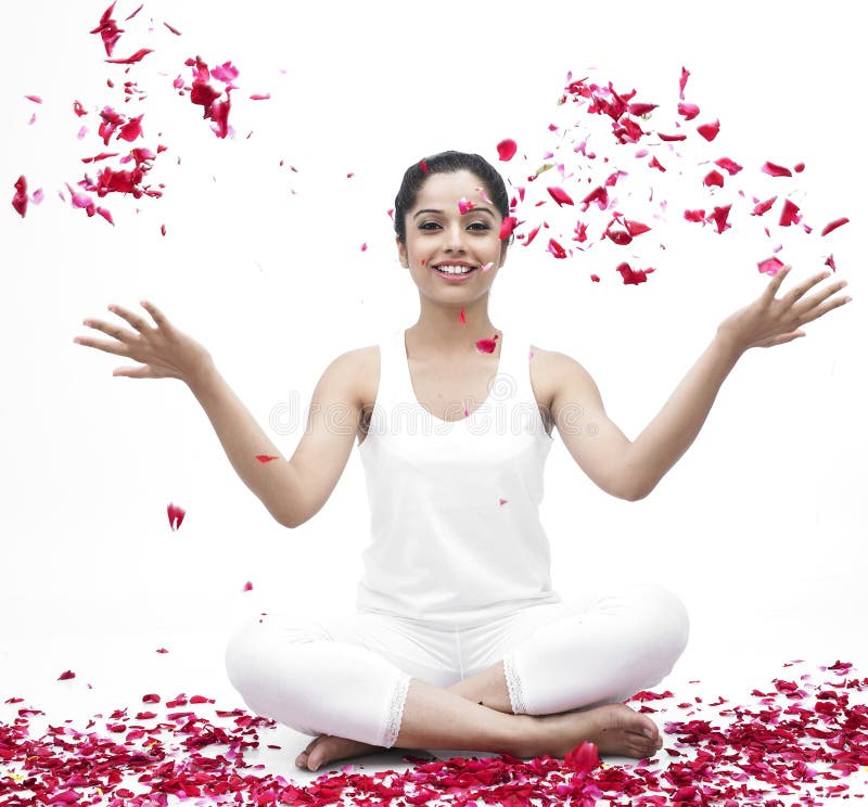 Female with rose petals