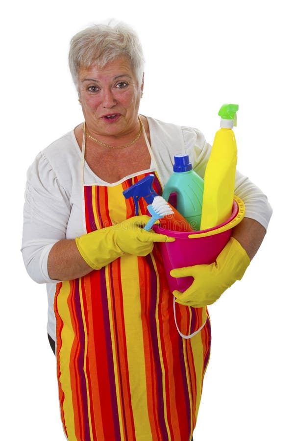 Female Senior With Cleaning Utensils Stock Photo Image of hygiene, household 26270092