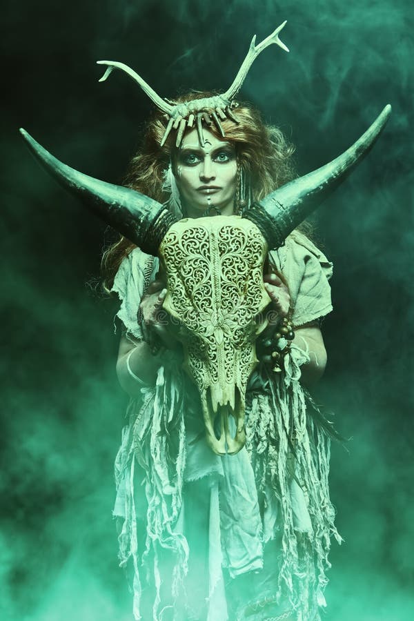 Shaman with animal skull stock photo. Image of fairytale - 229998624 Shaman with animal skull stock photo. Image of fairytale - 229998624
