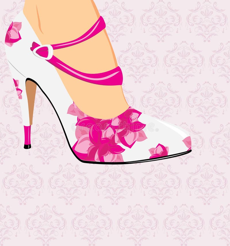 Female shoes on the decorative background