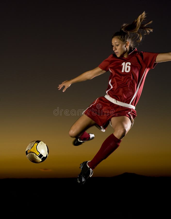 Female Soccer Player About To Kick The Ball Stock Image Image of skill, soccer 11276061