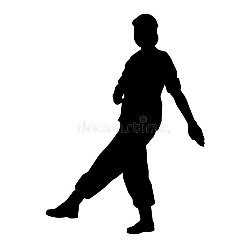 Female soldier silhouette vector on white background, person in the battle, military people concept.