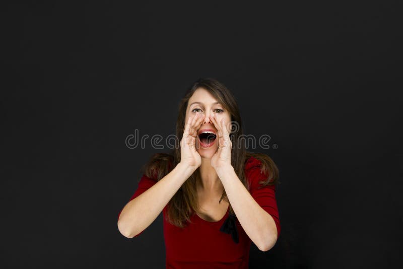 Female Student Calling Someone Stock Photo - Image of copyspace, smile ...