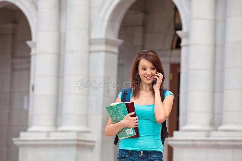 Female student on cell phone