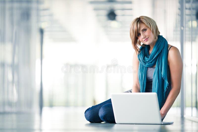 Female student with a laptop