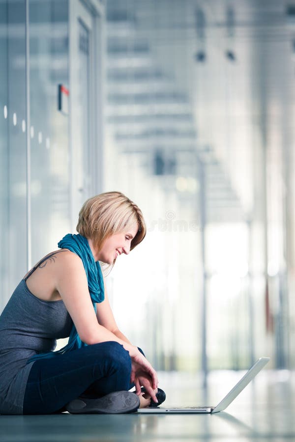 Female student with a laptop