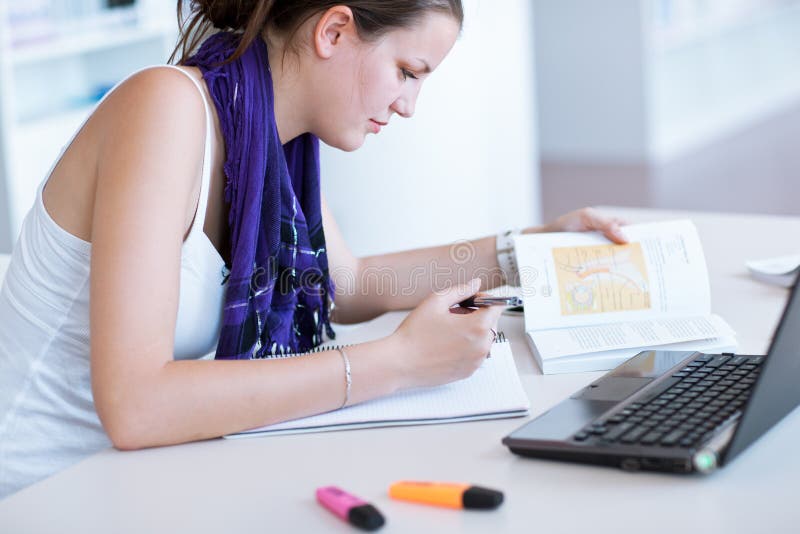 Female student in the university library