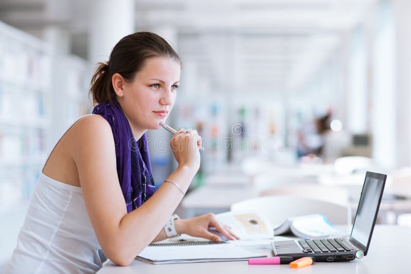 Female student in the university library