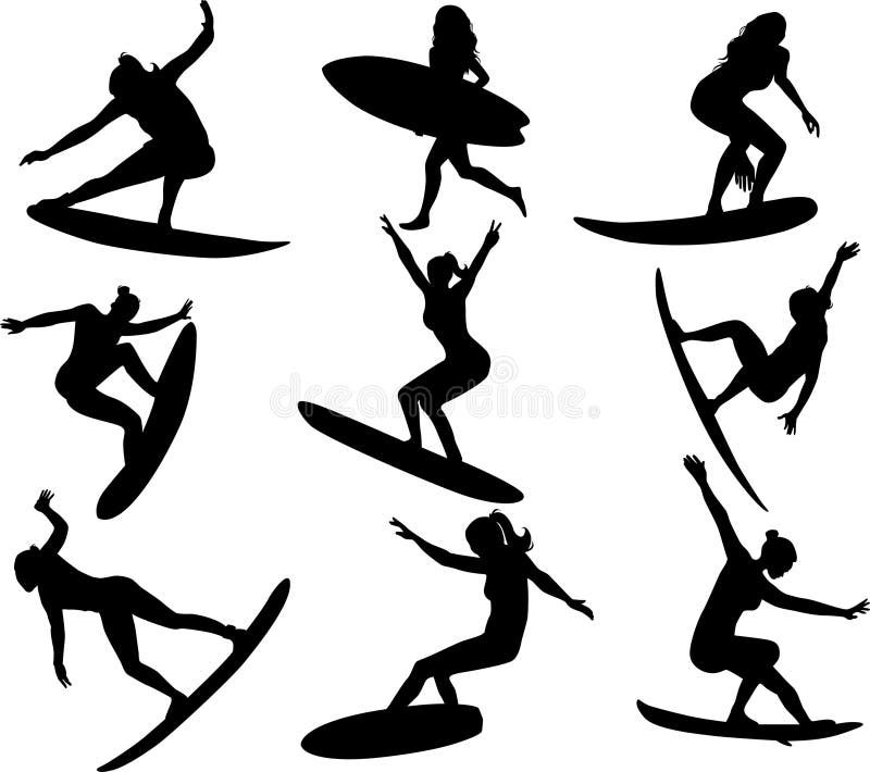 Female Surfers Surfer Girl Beach Summer royaltyfri illustrationer