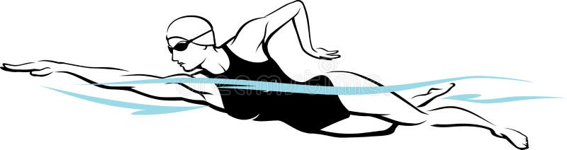 Female Swimmer Isolated Illustration. 