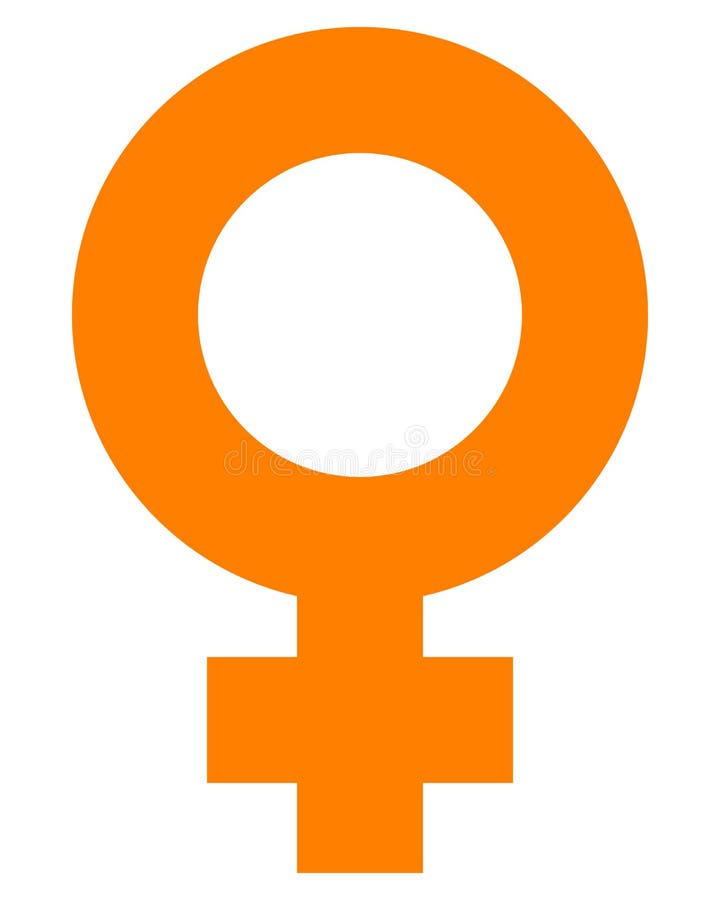 Female Symbol Icon Orange Thin Rounded Outlined Gradient Isolated