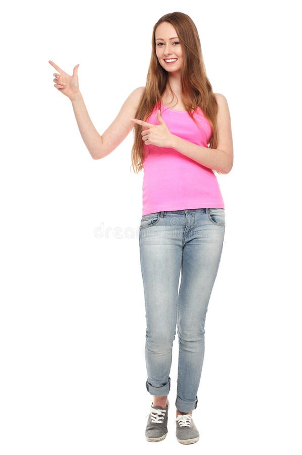 Female teenager pointing stock image