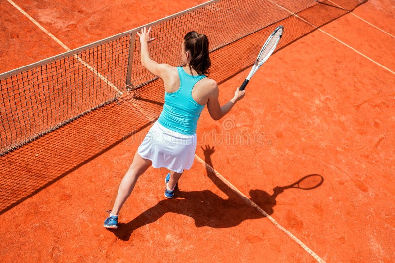 Female Tennis Player on the Net Stock Image Image of background