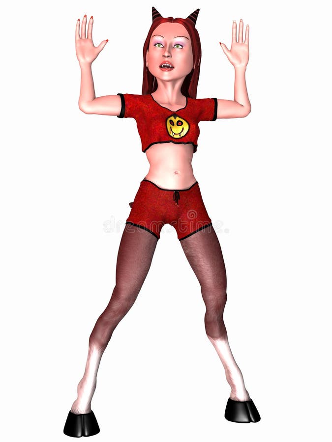 3 D Render of an Female Toon Devil