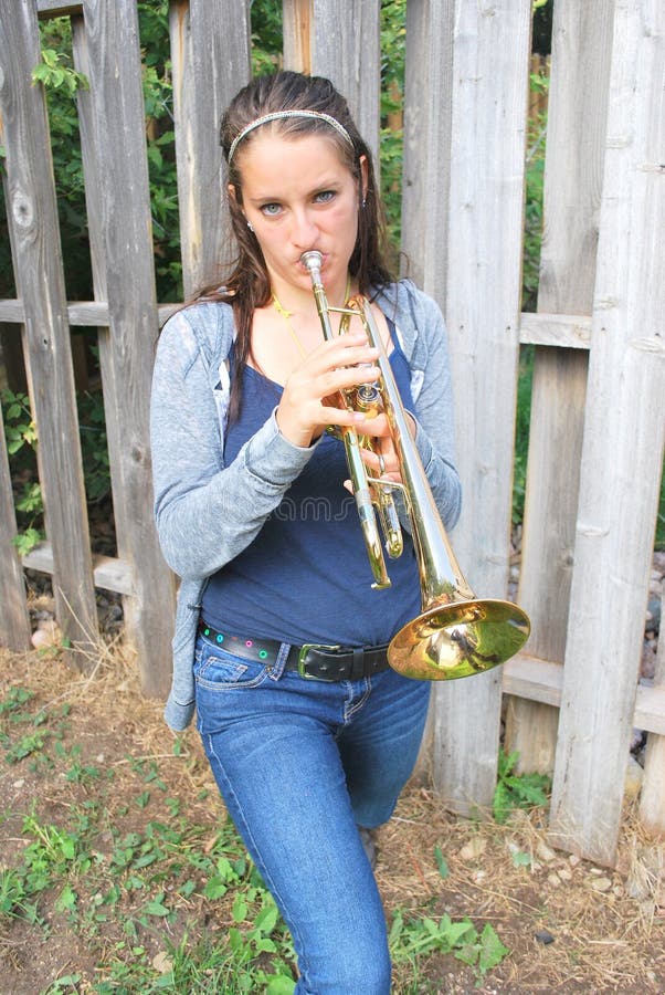 Female trumpet player. 