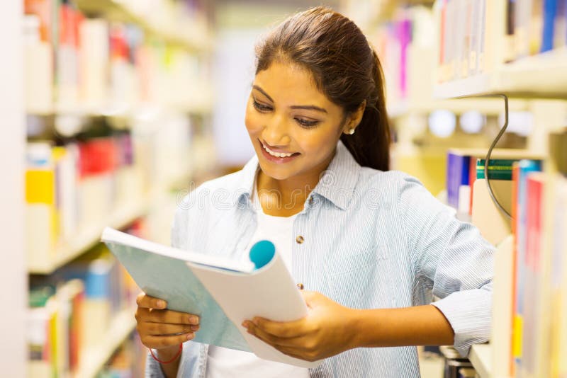 Female university student reading