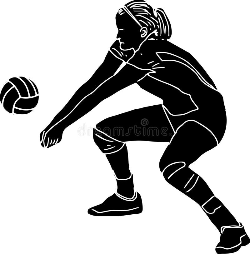 Female Volleyball Player Silhouette, Woman Volleyball Player Stock ...