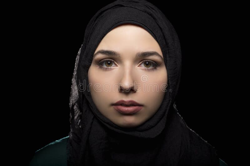 Female Wearing a Black Hijab stock image Female Wearing a Black Hijab stock image