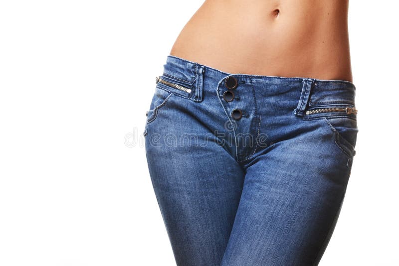 Female wearing jeans stock image. Image of waistline - 33650523