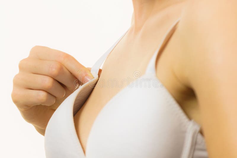 Woman Small Breast Wearing Bra Stock Photo - Image of underwear, chest:  166181984