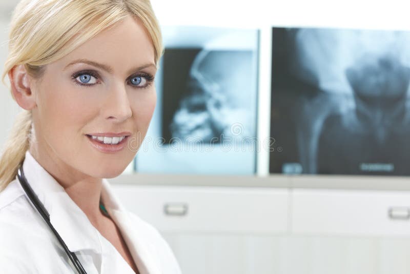 Female Woman Hospital Doctor with X-Rays