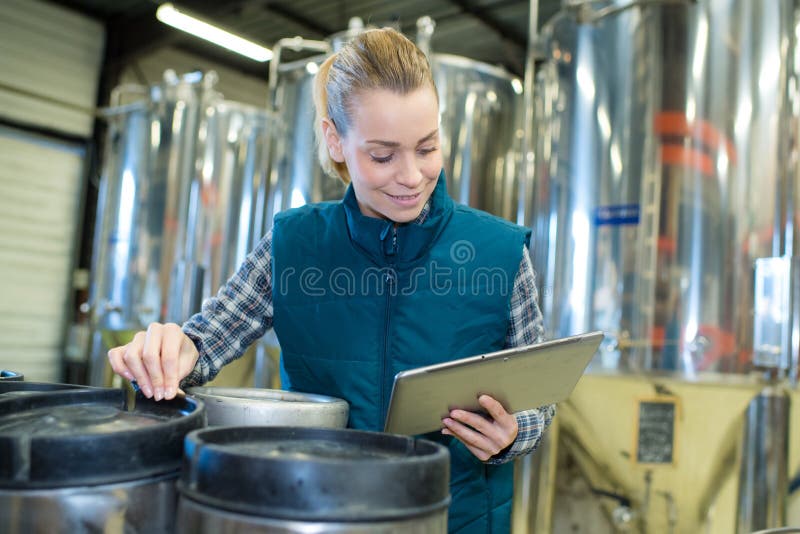 Female Worker at Beer Factory Stock Photo Image of cool, brewer