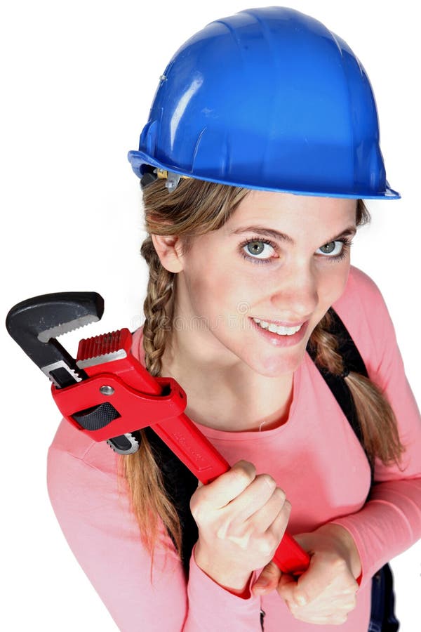 Young Worker with Wrench and Driver Stock Illustration Illustration
