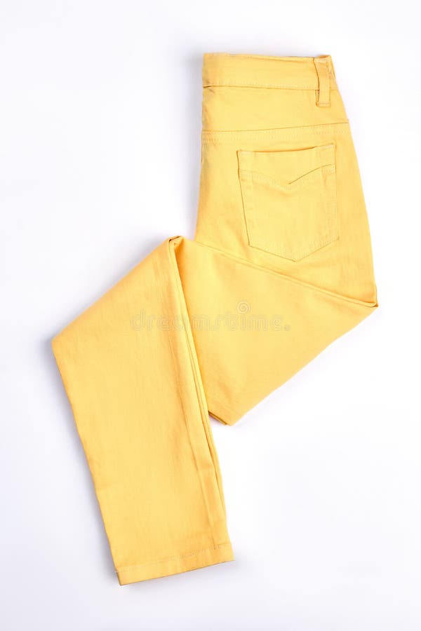 Female yellow jeans . stock image. Image of denim, fashionable - 104359985