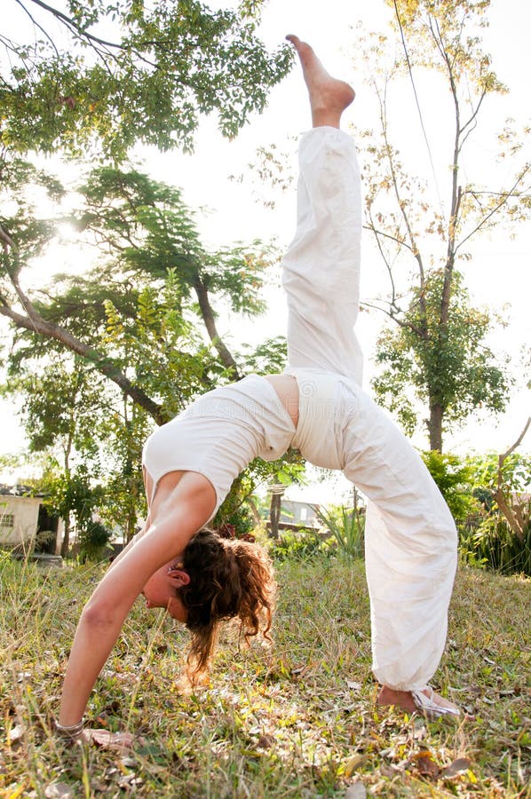 Female Yoga Master stock image. Image of park, energy - 28038029