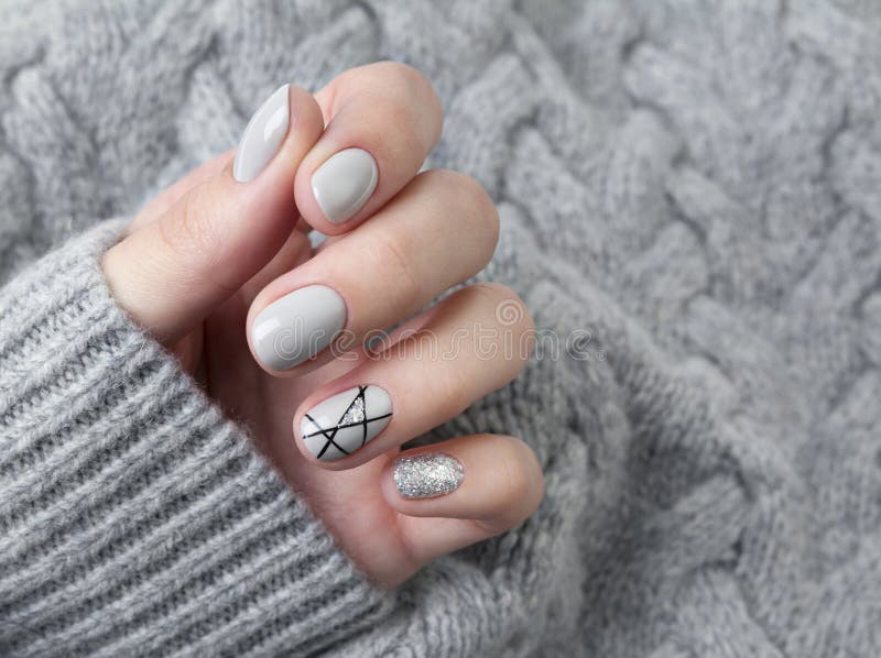 Acrylic Nails|Gray and Glitter Acrylic Nail Art Design #nails #naildesigns  #acrylicnailart - Acrylic Nails | Nail jewels, Acrylic nails stiletto, Nail  designs