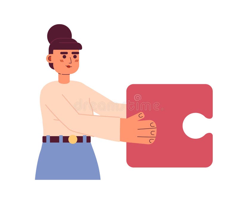 Femeie care desfășoară o activitate în limba latină și care deține caracterul de vector semiplat și colorat royalty free illustration