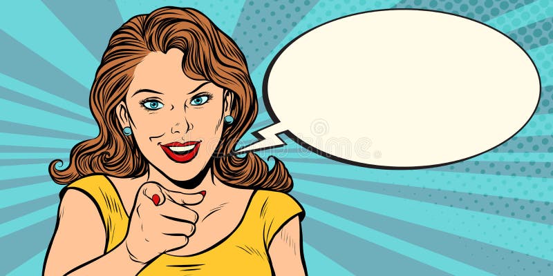 Femeie gestantă arătând cu degetul spre tine stock illustration