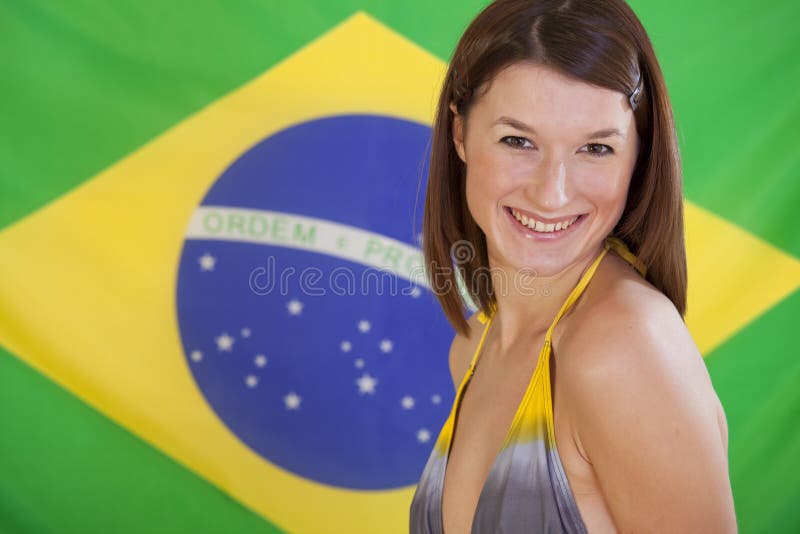 Femeie sub pavilion brazilian stock image