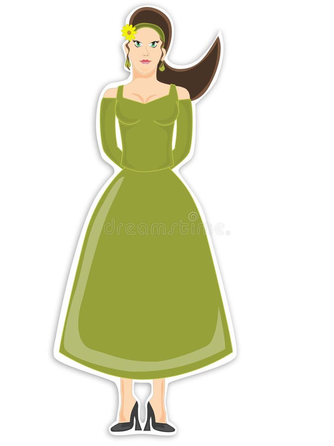 Femelle dans la robe verte illustration stock Femelle dans la robe verte illustration stock