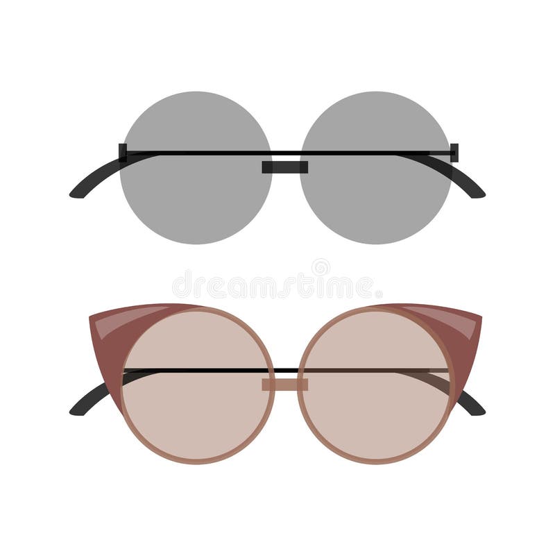Femenino elegante alrededor y gafas de sol del Gato-ojo fijadas stock de ilustración Femenino elegante alrededor y gafas de sol del Gato-ojo fijadas stock de ilustración